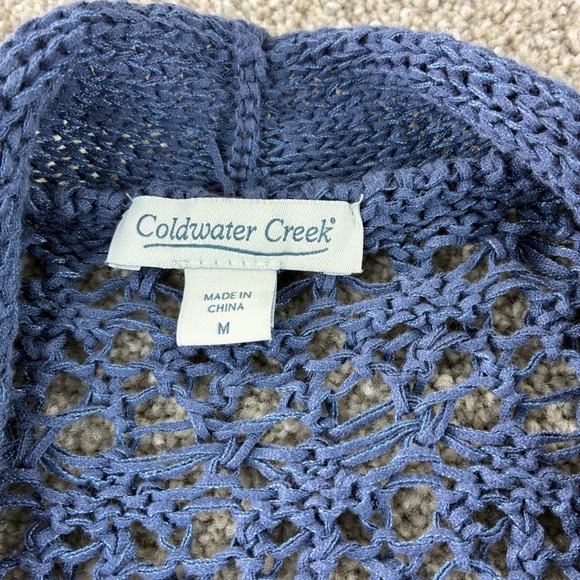 Coldwater Creek Womens Open Knit Cardigan Sweater Blue‎ Short Sleeve Size M - Picture 3 of 10